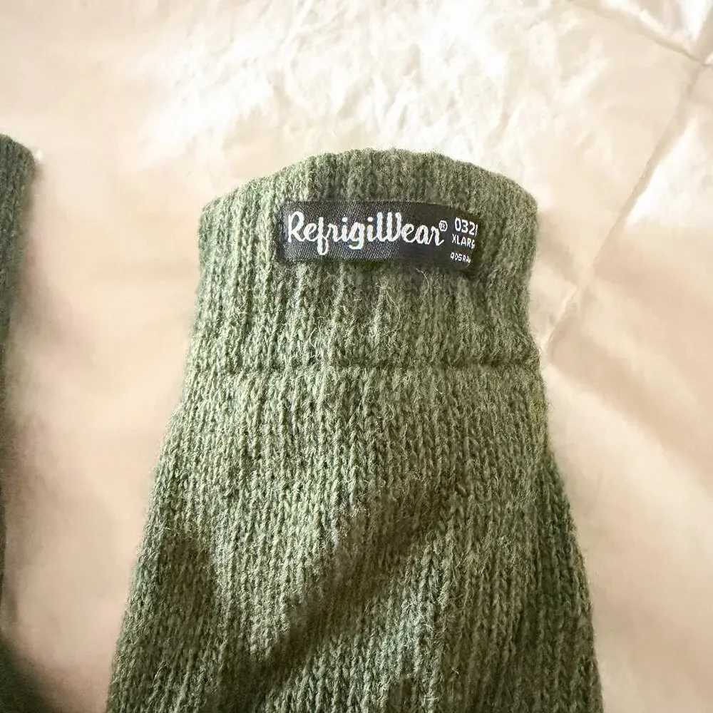 RefrigiWear Olive Green Knit Winter Work Gloves XL Insulated Cold Weather